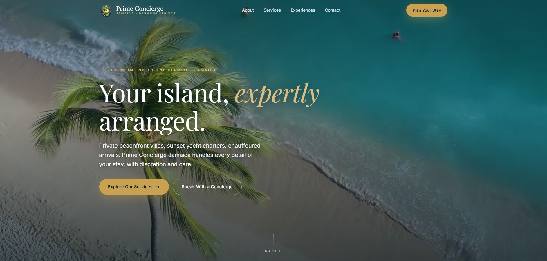 The Prime Concierge Jamaica website homepage